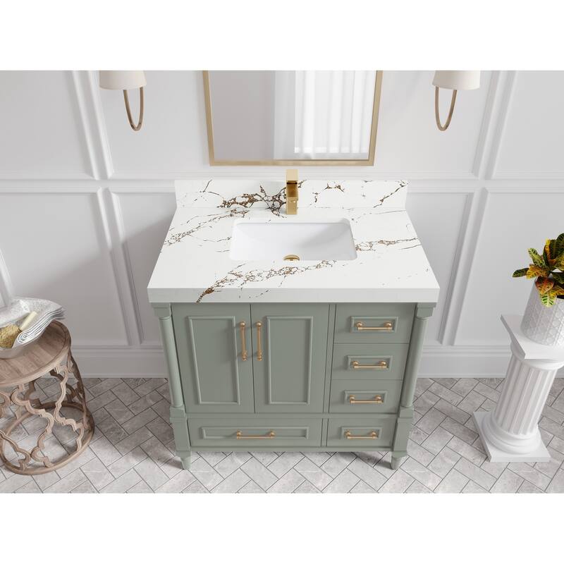 Willow Collections 36 in. W x 22 in. D Aberdeen Center Sink Left Bathroom Vanity with Countertop