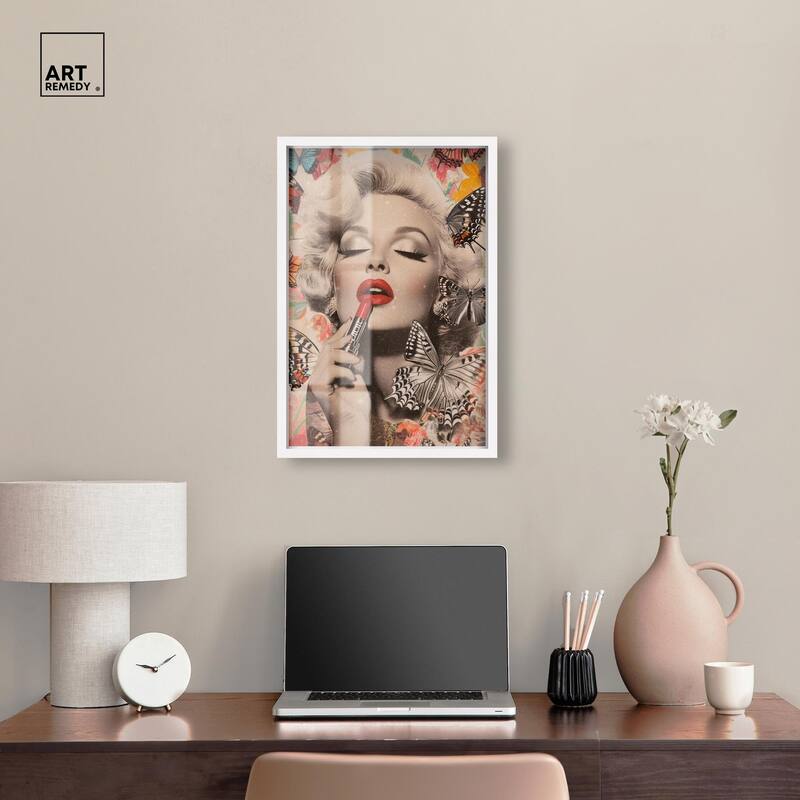 Iconic Lady Butterfly Collage Shadowbox by Art Remedy