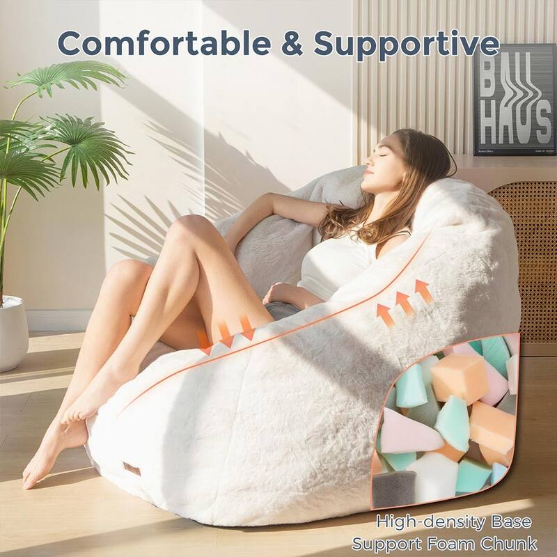 Giant Bean Bag Chair,Shell-Shaped Oversized Bean Bag Chair with Fille