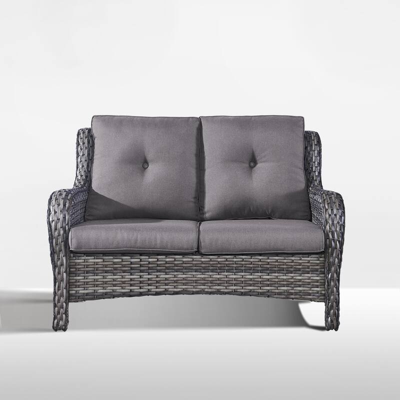 Gymojoy Stylish Patio Loveseat 2 Seat Sofa with Water-Resistant Olefin Cushions