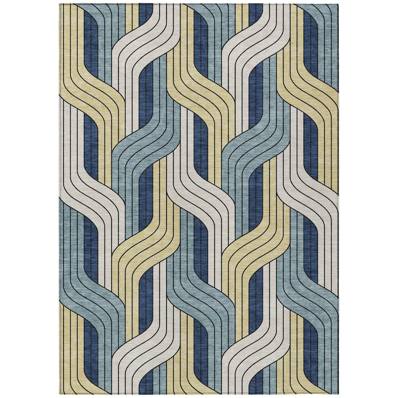Machine Washable Indoor/ Outdoor Modern Pathway Chantille Rug