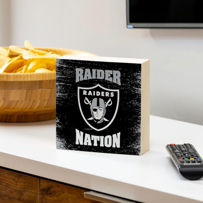 Las Vegas Raiders Wooden Tabletop Mantel Shelf Sign - 6" x 6"