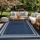 preview thumbnail 90 of 98, World Rug Gallery Border Indoor/Outdoor Flat Woven Area Rug 9' x 12' - Navy