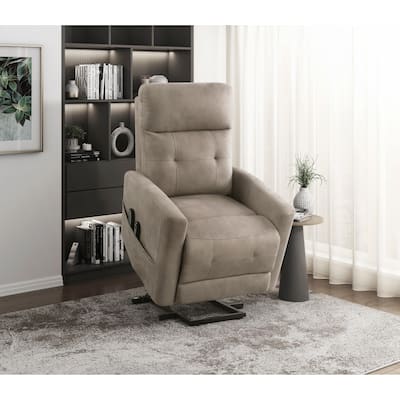 Power Lift Chair with Massage and Heat Comfort Brown Microfiber Upholstery Living Room Power Reclining Motion Chair