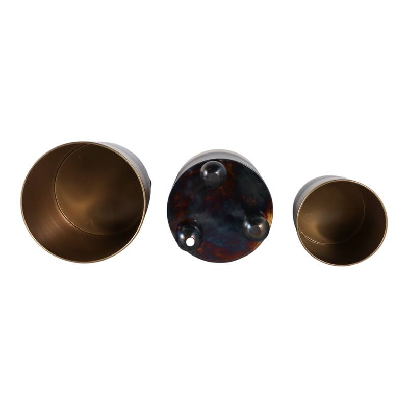 Modern Metal Planters with Spherical Legs and Sleek Dual-Tone Design, Set of 3 - 10.5" x 10.5" x 12.75"