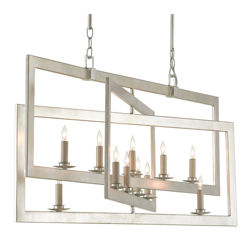 Currey & Company Middleton Rectangular Silver Chandelier - 23.25"h x 54"w x 14.5"d