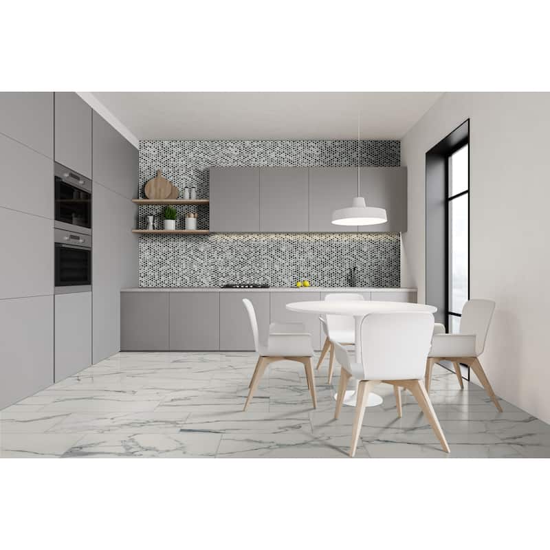 Ackland AKM-P-11X12PRG-CA 12" x 13" Porcelain Penny Floor and Wall