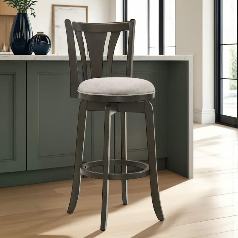 Elle Modern Swivel Bar Stool, Upholstered Counter Height Chair with Wood Frame