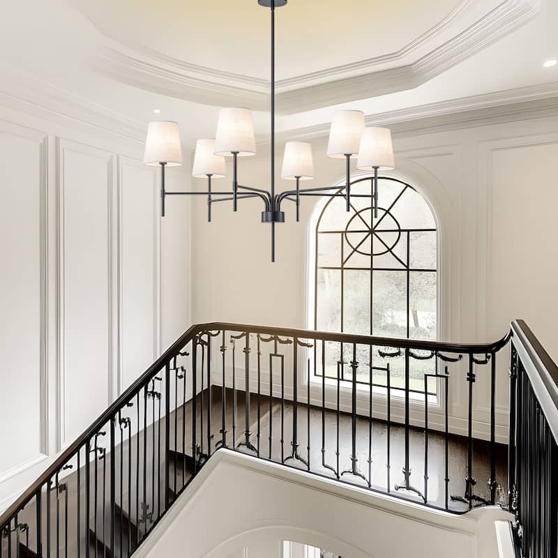 Starsky Transitional & Modern Chandelier with White Fabric Shades