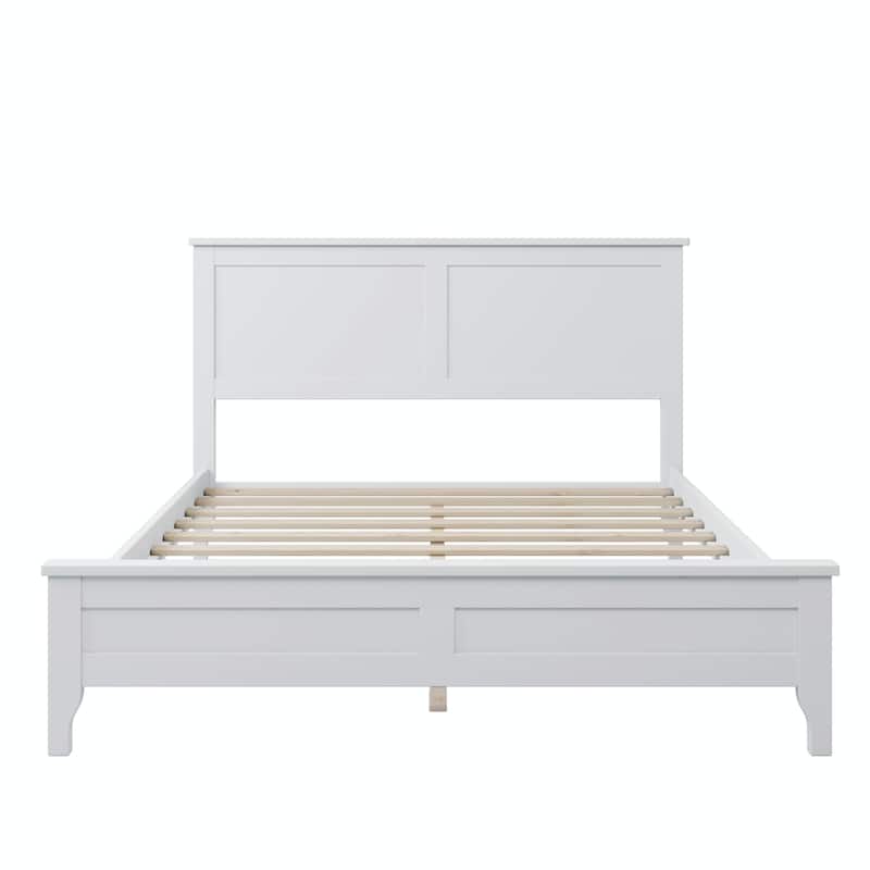 Modern Solid Wood Platform Bed with Sturdy Wooden Slat Support