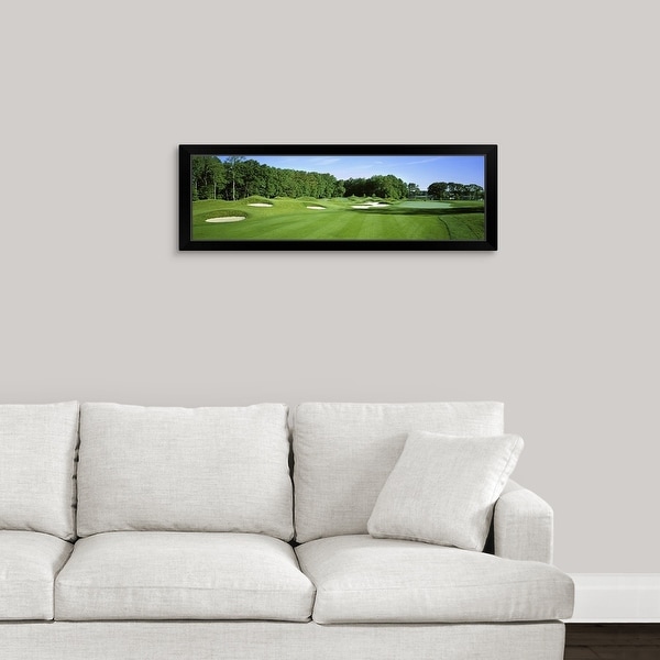 "Sand traps in a golf course, River Run Golf Course, Berlin, Worcester County, Maryland" Black Framed Print