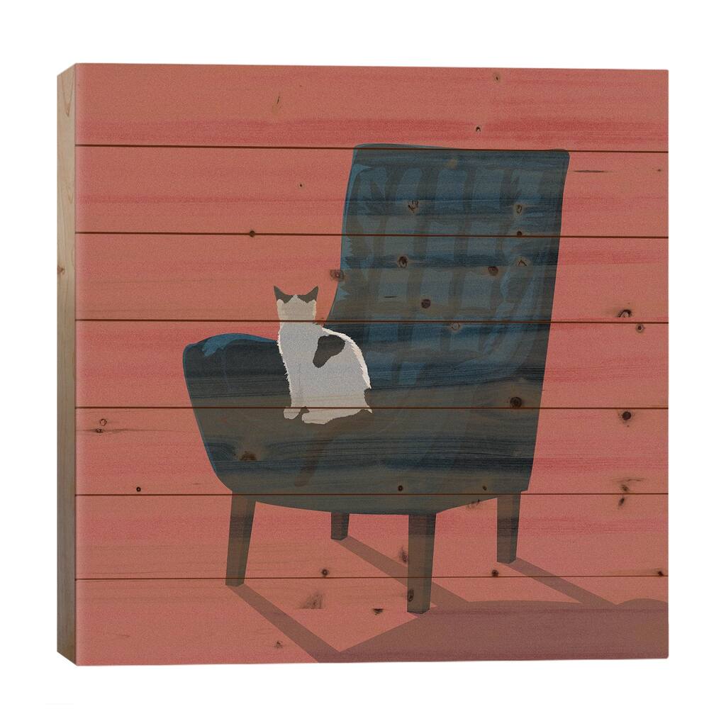 Cats In Chairs VII Print On Wood by Artcatillustrated - Multi-Color