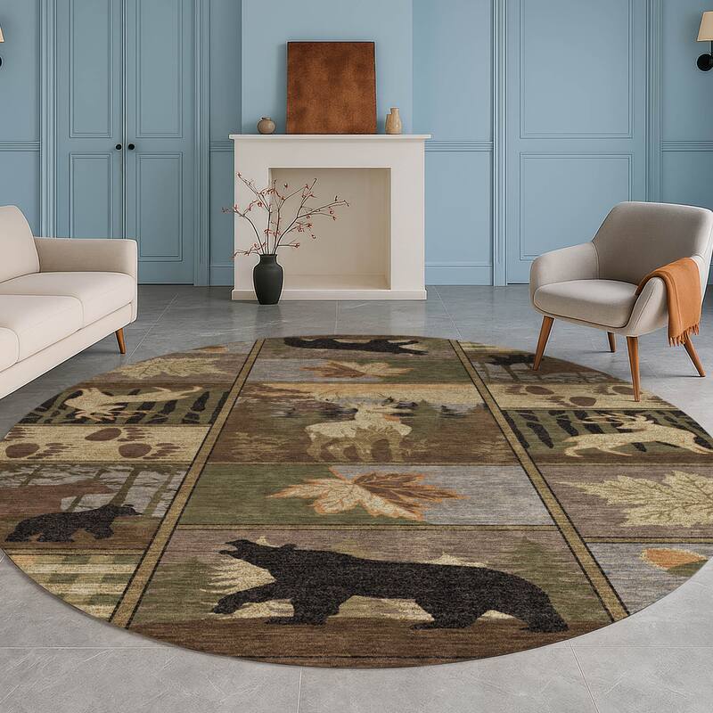 Machine Washable Indoor/ Outdoor Lodge Impressions Chantille Rug