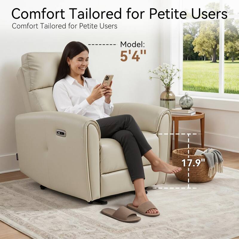 MCombo Power Small Recliners, Modern Zero Wall Hugger Recliners Chair with Lumbar Support, USB and Charging Ports, FSC Certified