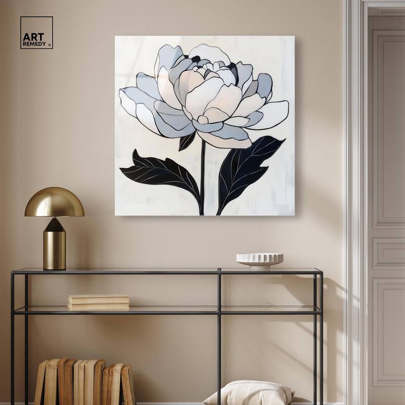 Gray Scale Flower I Acrylic by Art Remedy, Ready to Hang