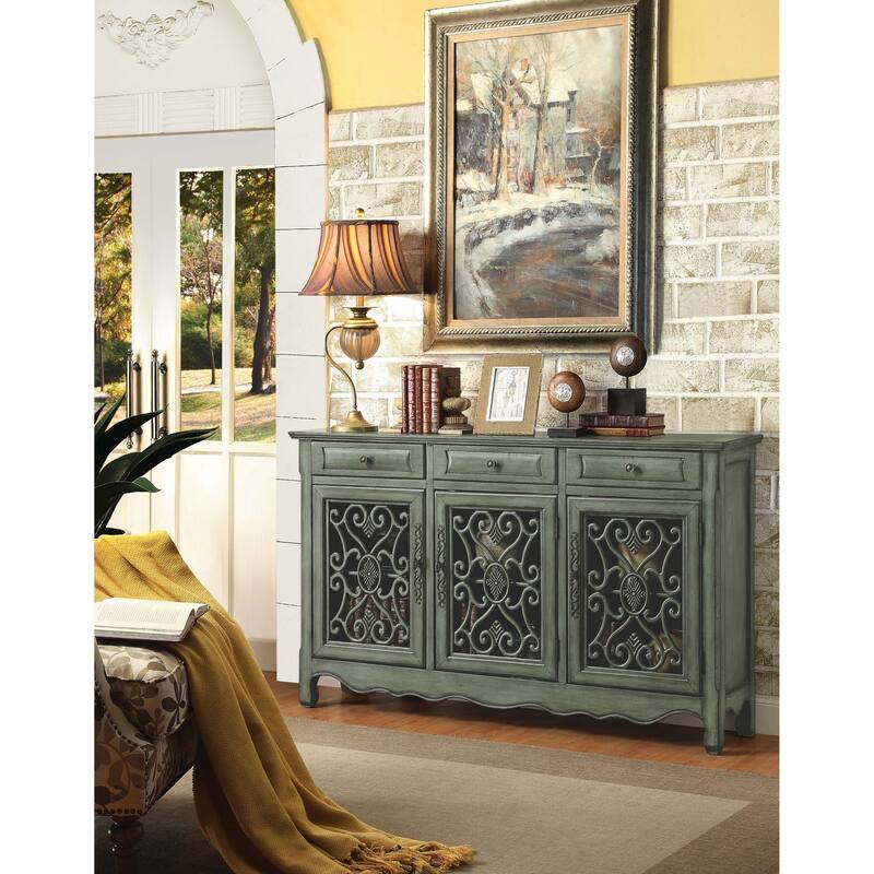 Deserie Antique Green 3-door Accent Cabinet