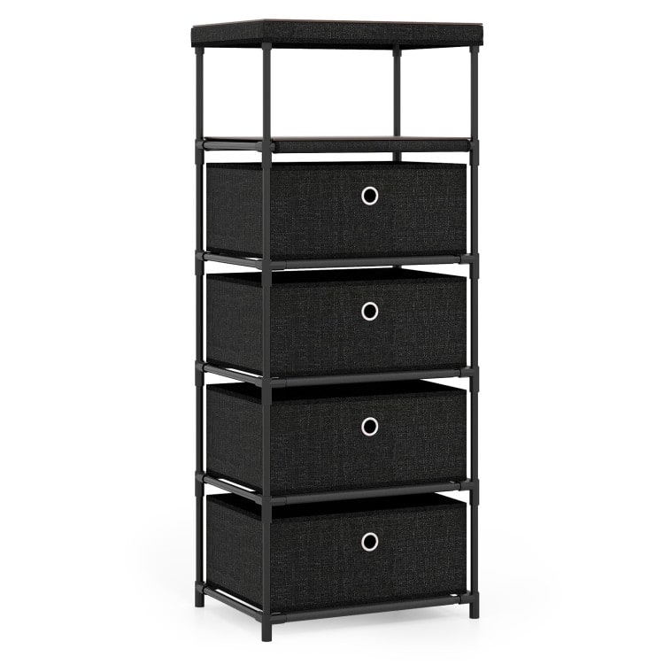 Storage Cabinet with Drawers, MDF and Metal Frame Anti-Tipping Kits and Versatile Use