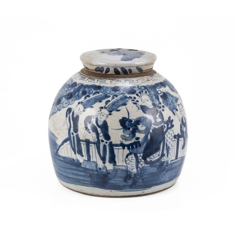 Vintage Ming Jar Enchanted Children Motif - Small