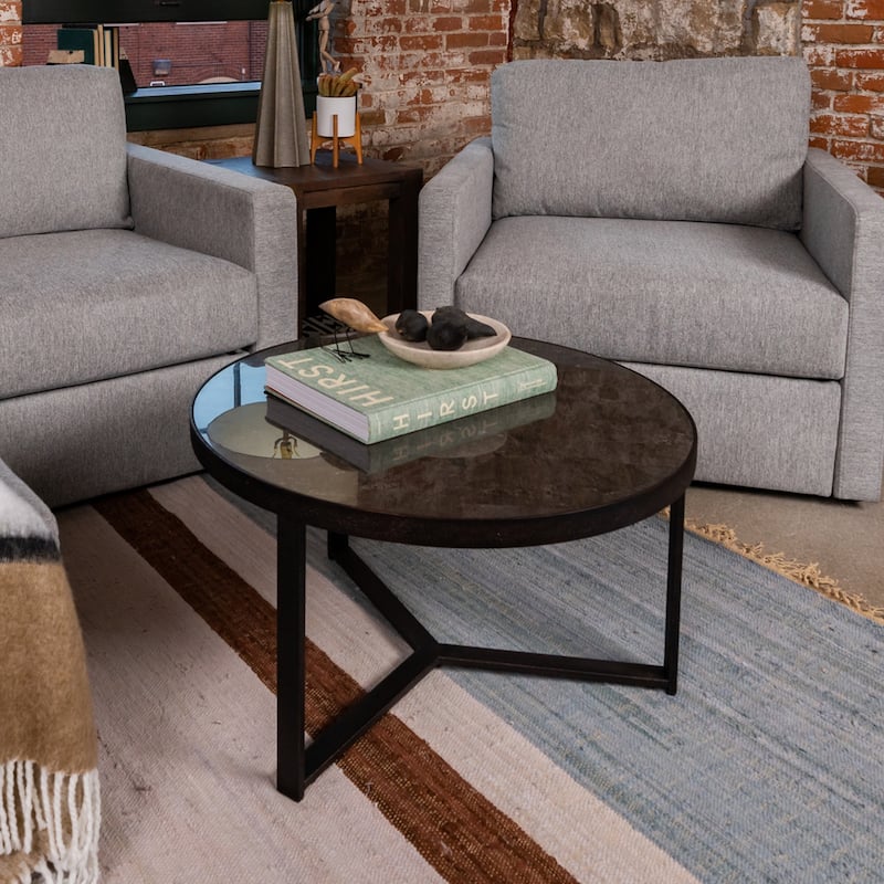 Homestyles Carmen Brown Wood Small Round Bunching Coffee Table - 30" x 17" x 30"