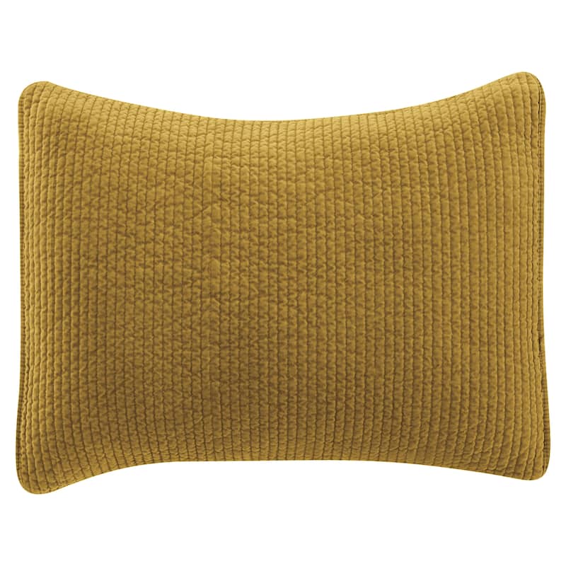 HiEnd Accents Stonewashed Cotton Velvet Quilted Pillow Sham - King - Tuscan