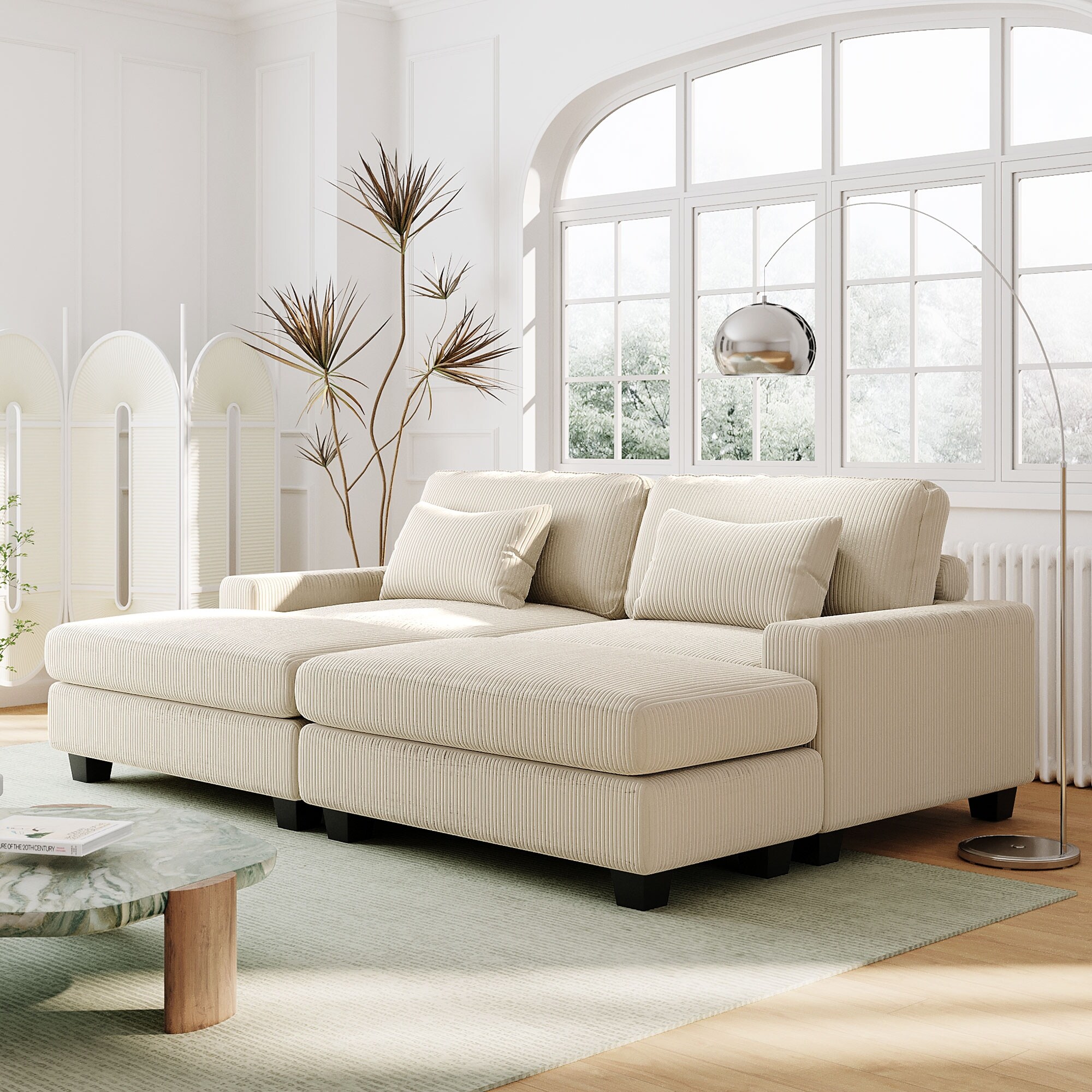 90 Sofa Couch with Removable Back Cushions and 2 Pillows and Square Arm Bed Bath Beyond 40428044