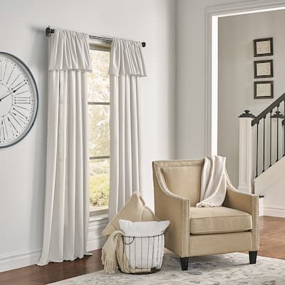 Mercantile Drop Cloth Light Filtering Ring Top Tab Farmhouse Curtain Panel with Valance