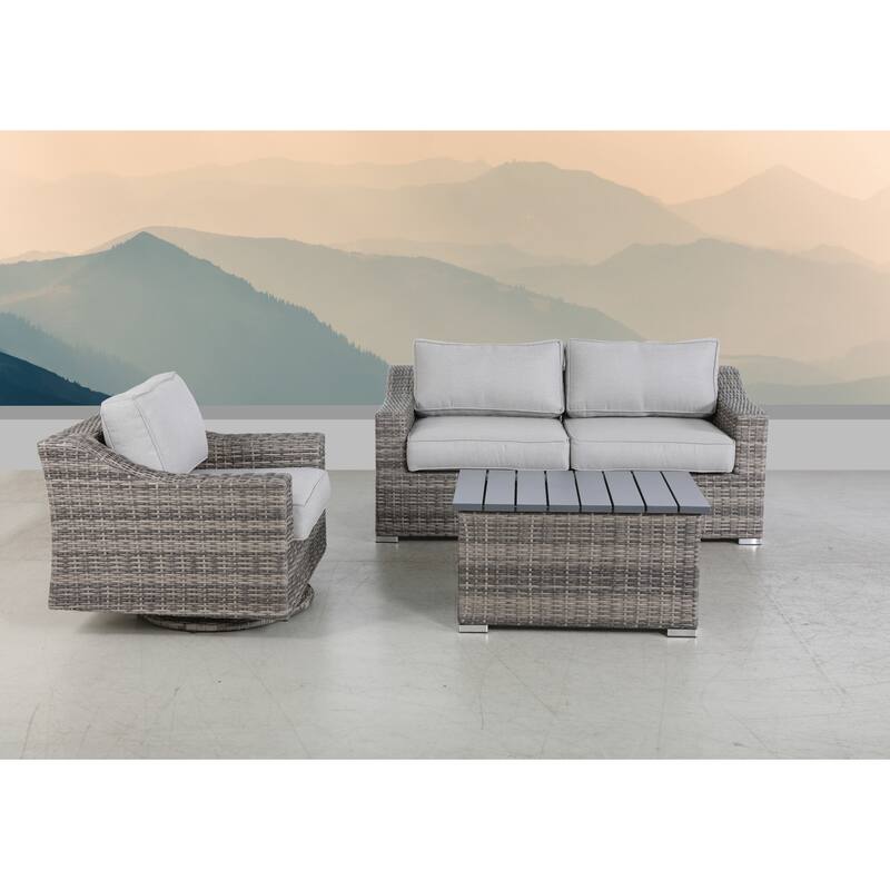Swivel Rocker Grey 4 Piece Seating Group With Cushion - MIxed Grey