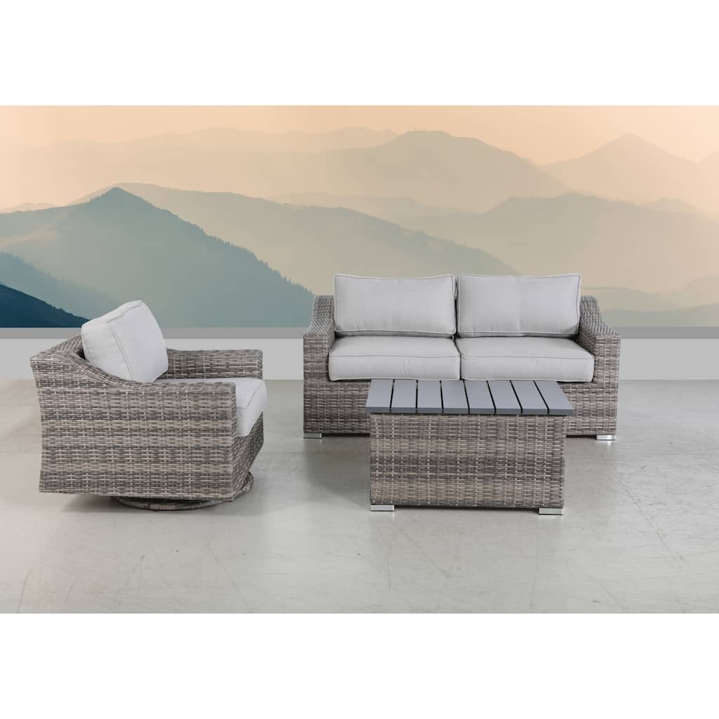 Swivel Rocker Grey 4 Piece Seating Group With Cushion