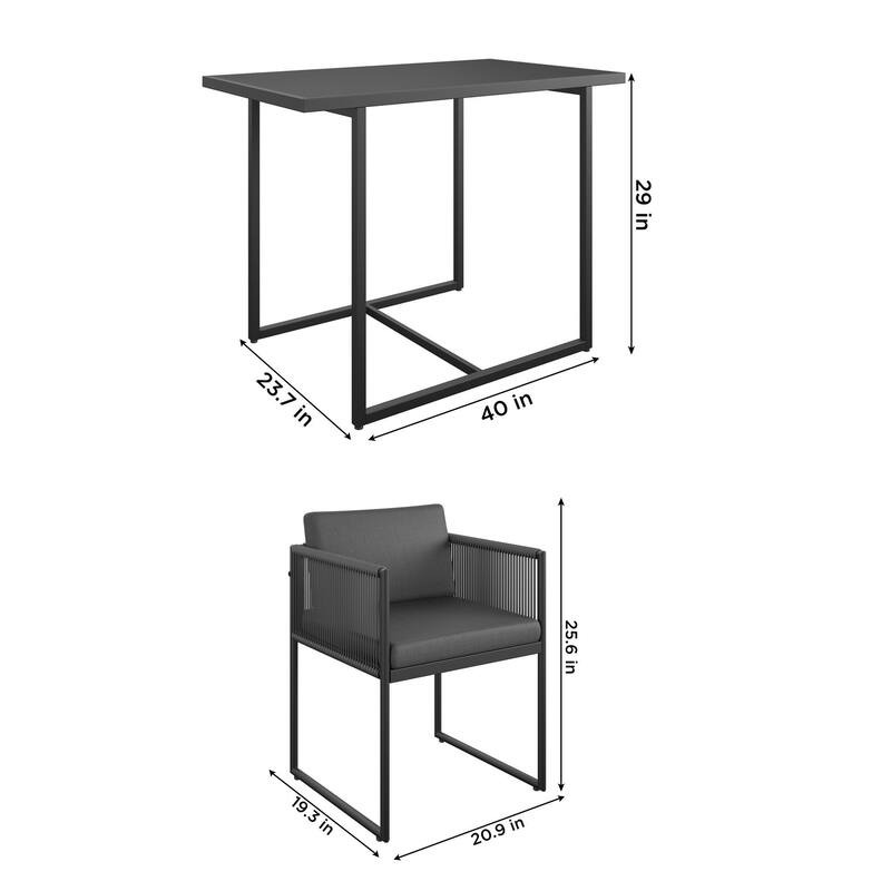 GDFStudio - Modern Nesting Outdoor Bistro Set with Resin Weave