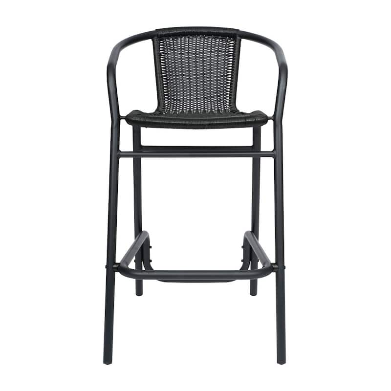 2PK Indoor/Outdoor Rattan Restaurant Barstools