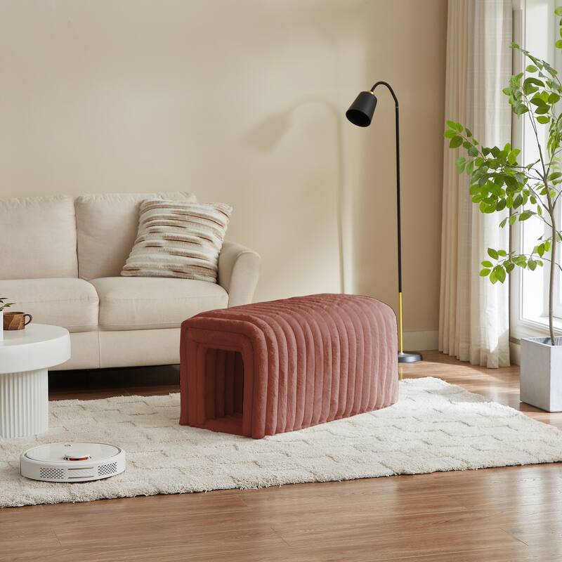 Ottoman bench storage foot rest for couch Pet Supplies Corduroy Bench Cat's nest to hide