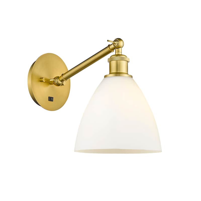 Innovations Lighting 317-1W-14-8 Bristol Sconce Bristol Glass 14" Tall - Satin Gold / Matte White