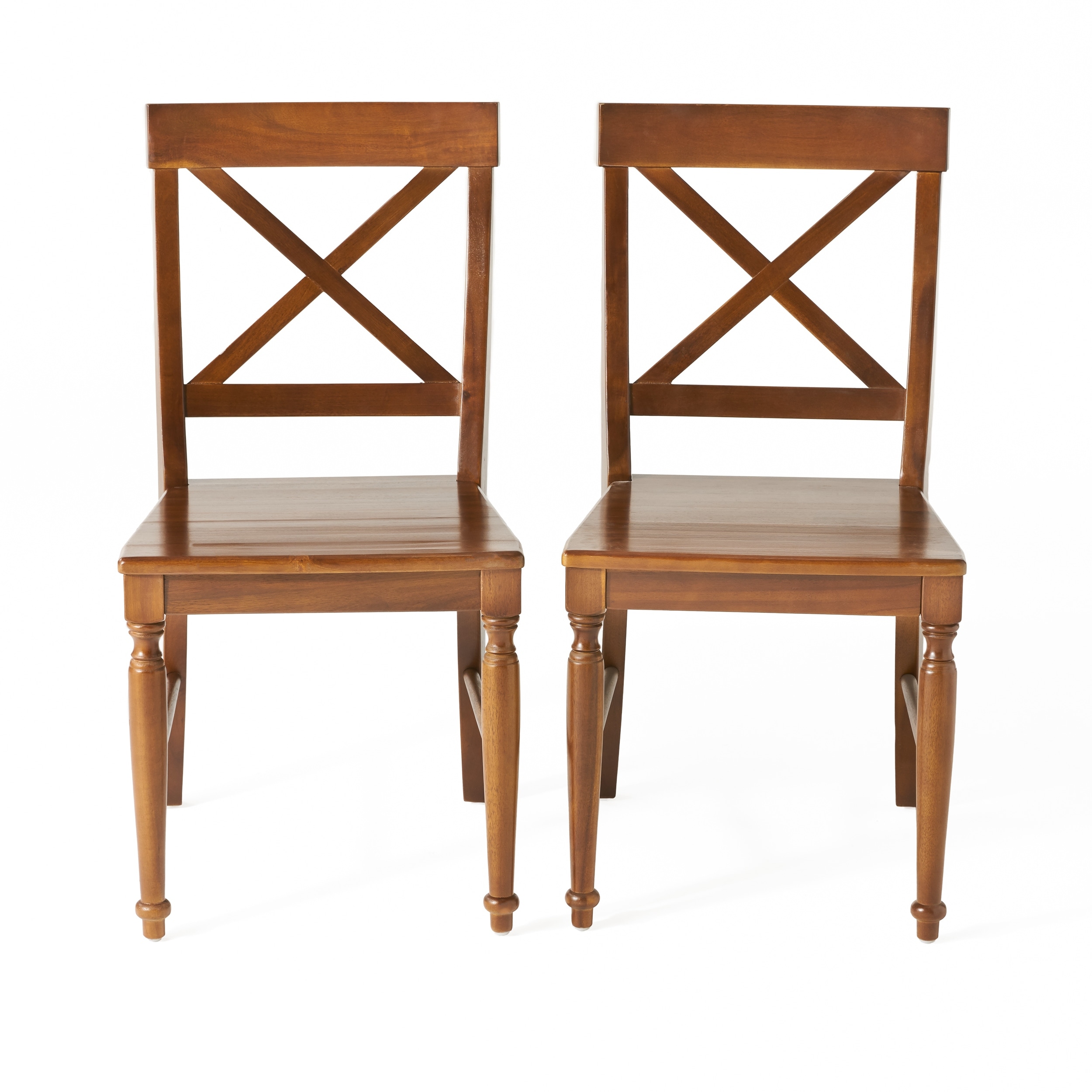 Acacia Wood Dining Chairs, 2-Pcs Set, Dark Oak
