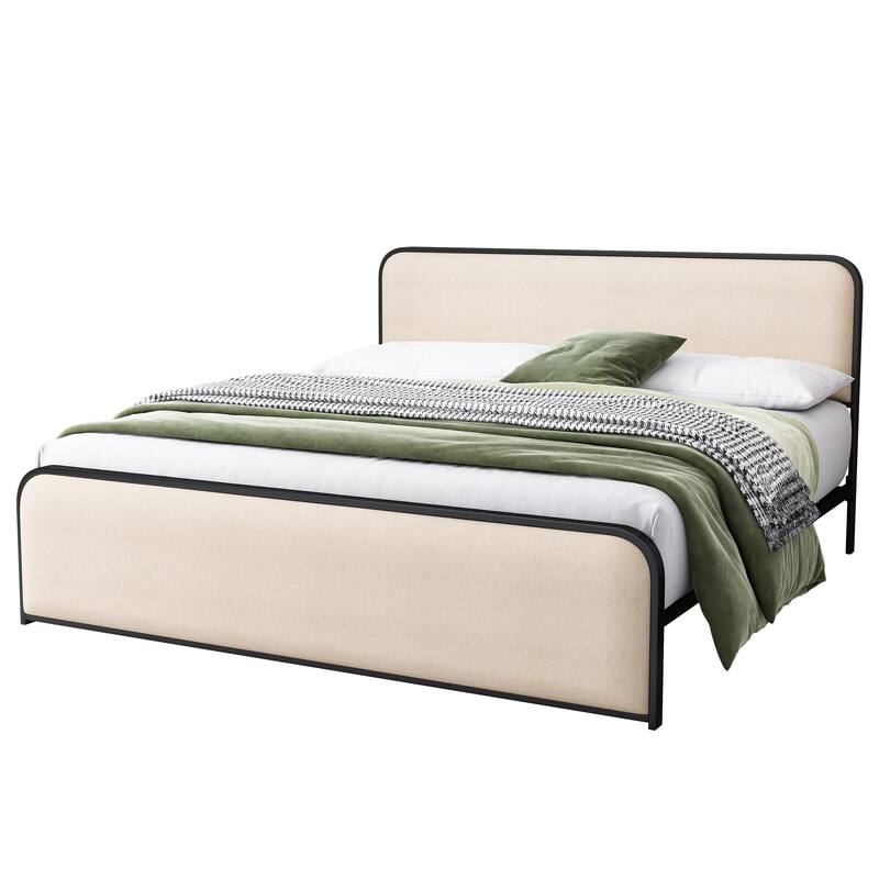 Curved Upholstered Headboard and Footboard Bed