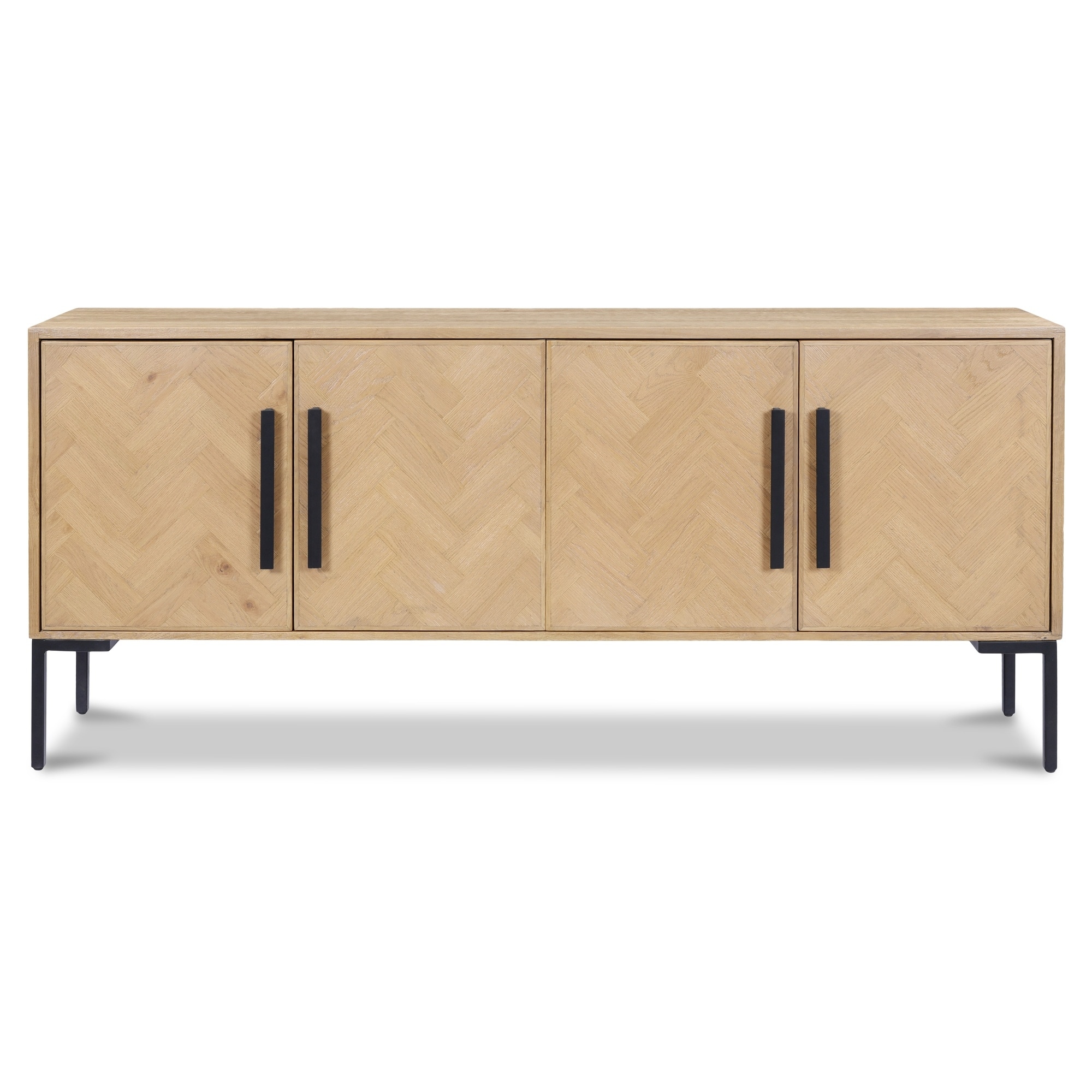 NADAAL STUDIOS Zanna Natural Solid Oak Iron Base Sideboard