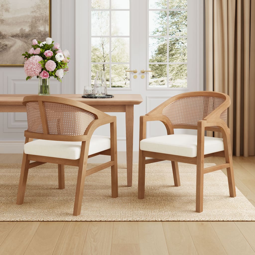 Christopher Knight Home - Cane Upholstered Rubberwood Dining Chair (Set of 2)