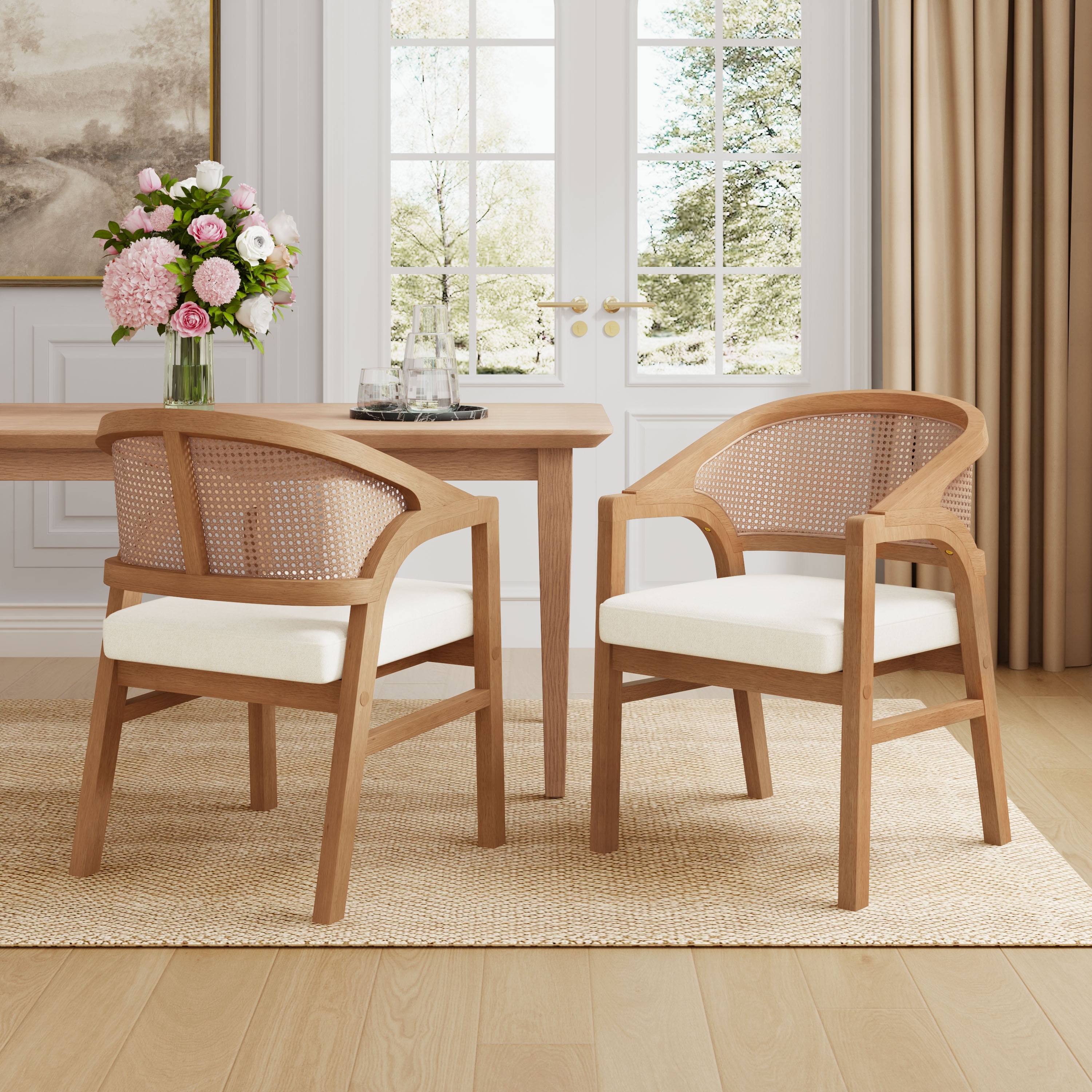 Christopher Knight Home - Cane Upholstered Rubberwood Dining Chair (Set of 2)