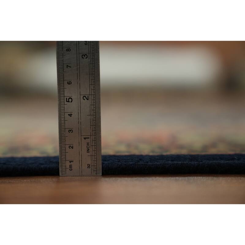 Hand Knotted Oriental 100% Wool Carpet Traditional All-Over Navy Blue & Blues Tabriz Area Rug - 8' 10'' X 5' 9''