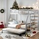 preview thumbnail 2 of 18, Stylish & Simple Twin over Full Size Metal Bunk Bed with Trundle and Storage Staircase, Strong & Sturdy Construction, Silver