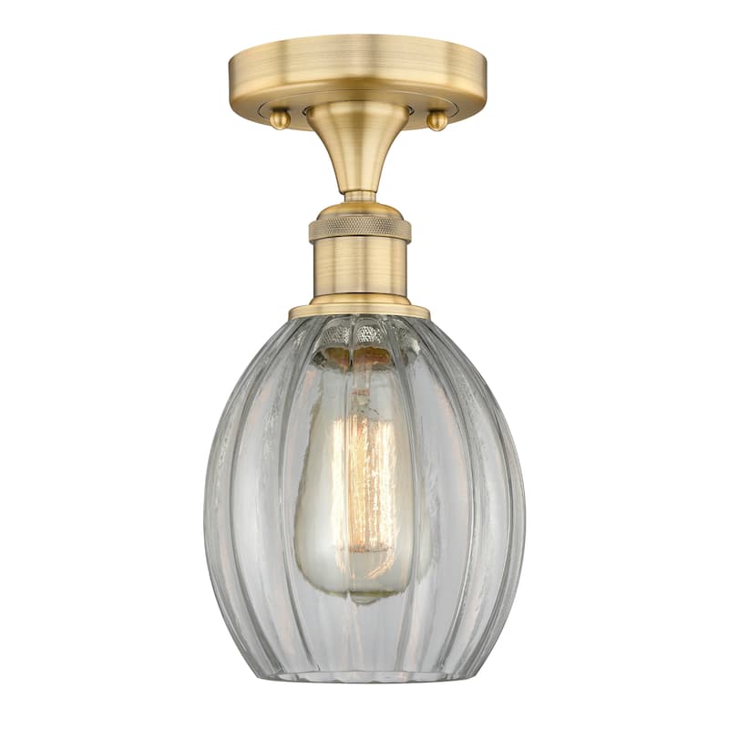 Innovations Lighting Eaton - 1 Light 6" Semi-Flush Mount - Clear/Brushed Brass