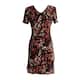 Connected Apparel Short Sleeve Mid-Length Printed Dress - Brick - 16