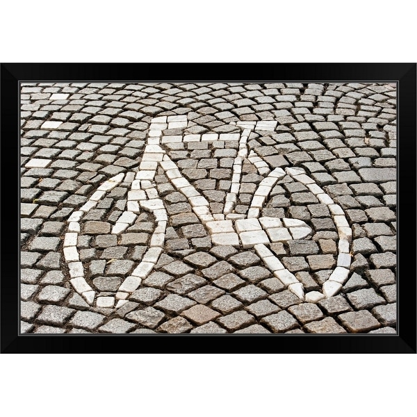 "Bicycle Path Sign, Maastricht, Limburg, Netherlands" Black Framed Print