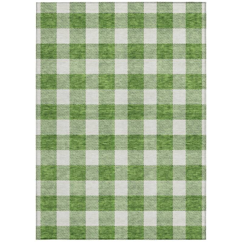 HomeRoots Plaid Transitional Rectangle Outdoor Rug