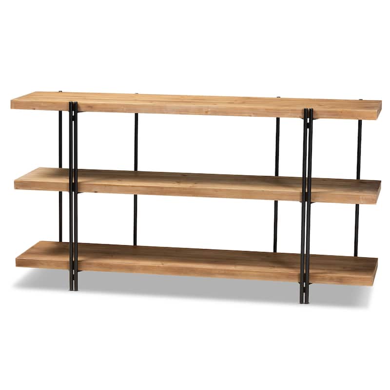 Tarah Brown Finished Wood and Black Finished Metal Console Table - Natural