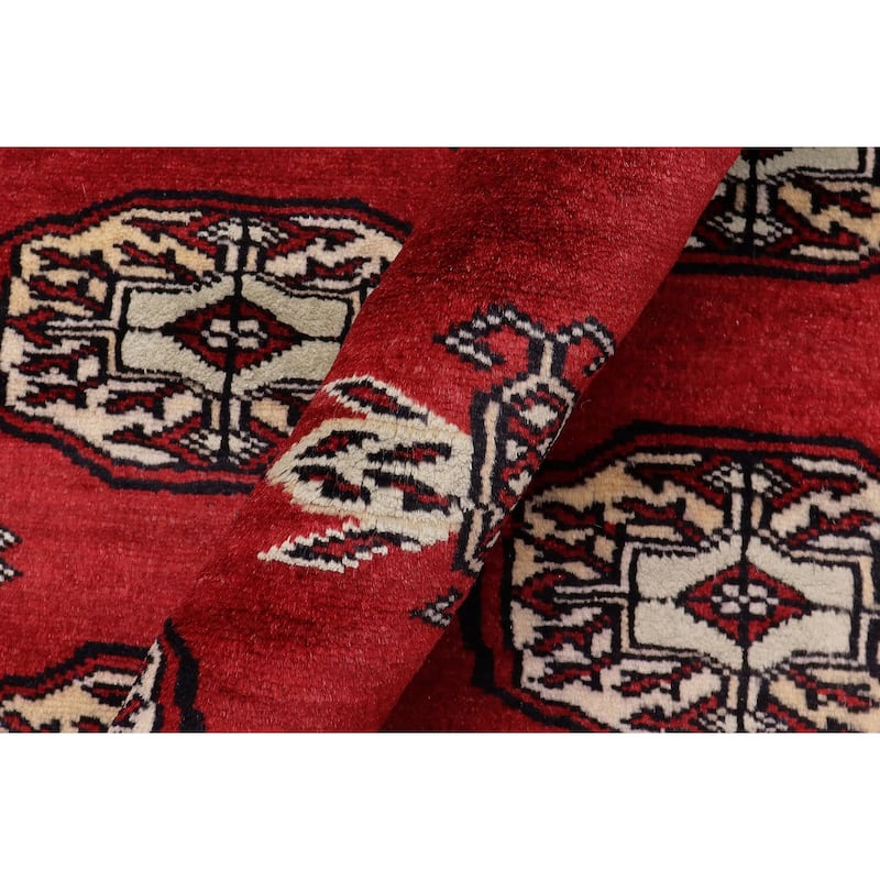 Rustic Bokhara McBride Red/Gray Hand Knotted Wool Rug - 6'2'' x 9'1''