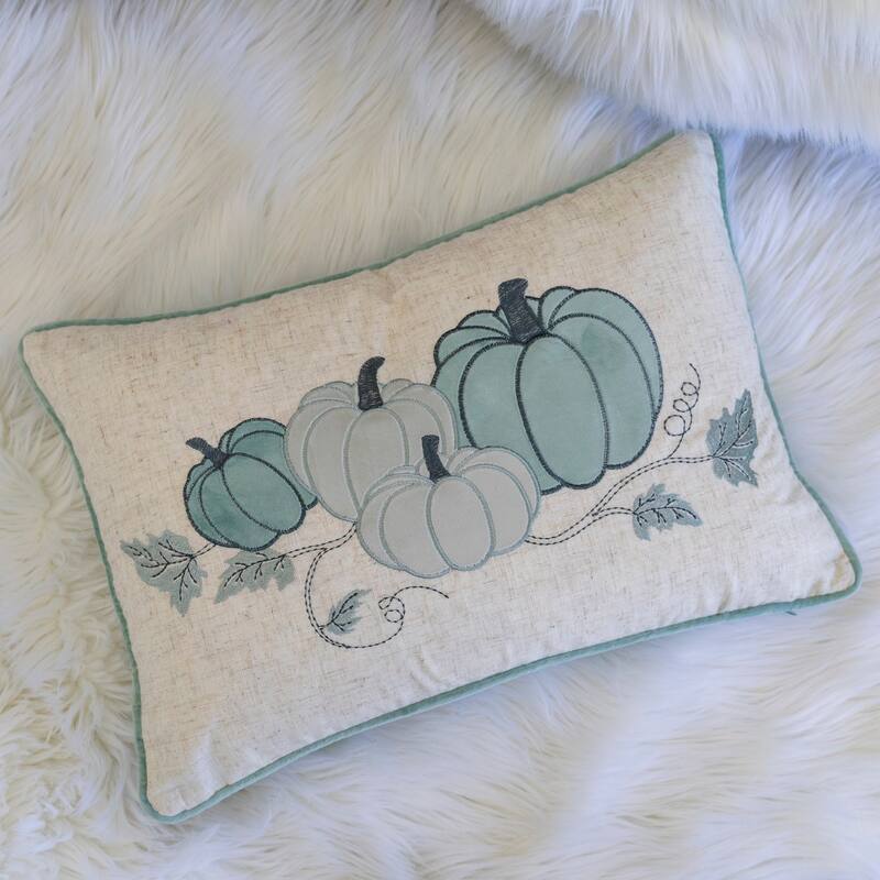 Embroidered Pumpkin Lumbar Throw Pillow