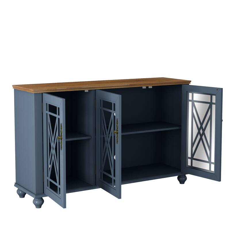 2-Piece Floral Storage Buffet Sideboard Set - 55" & 38" in Width - 55" & 38" in Width