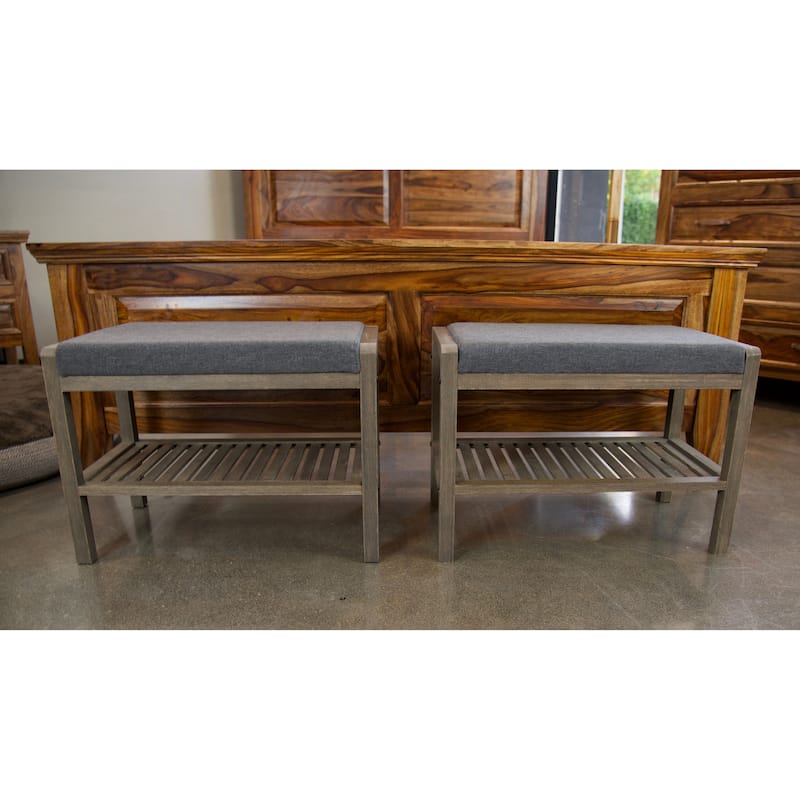 Ecostyle Solid Bamboo Padded Bench with Slatted Shelf