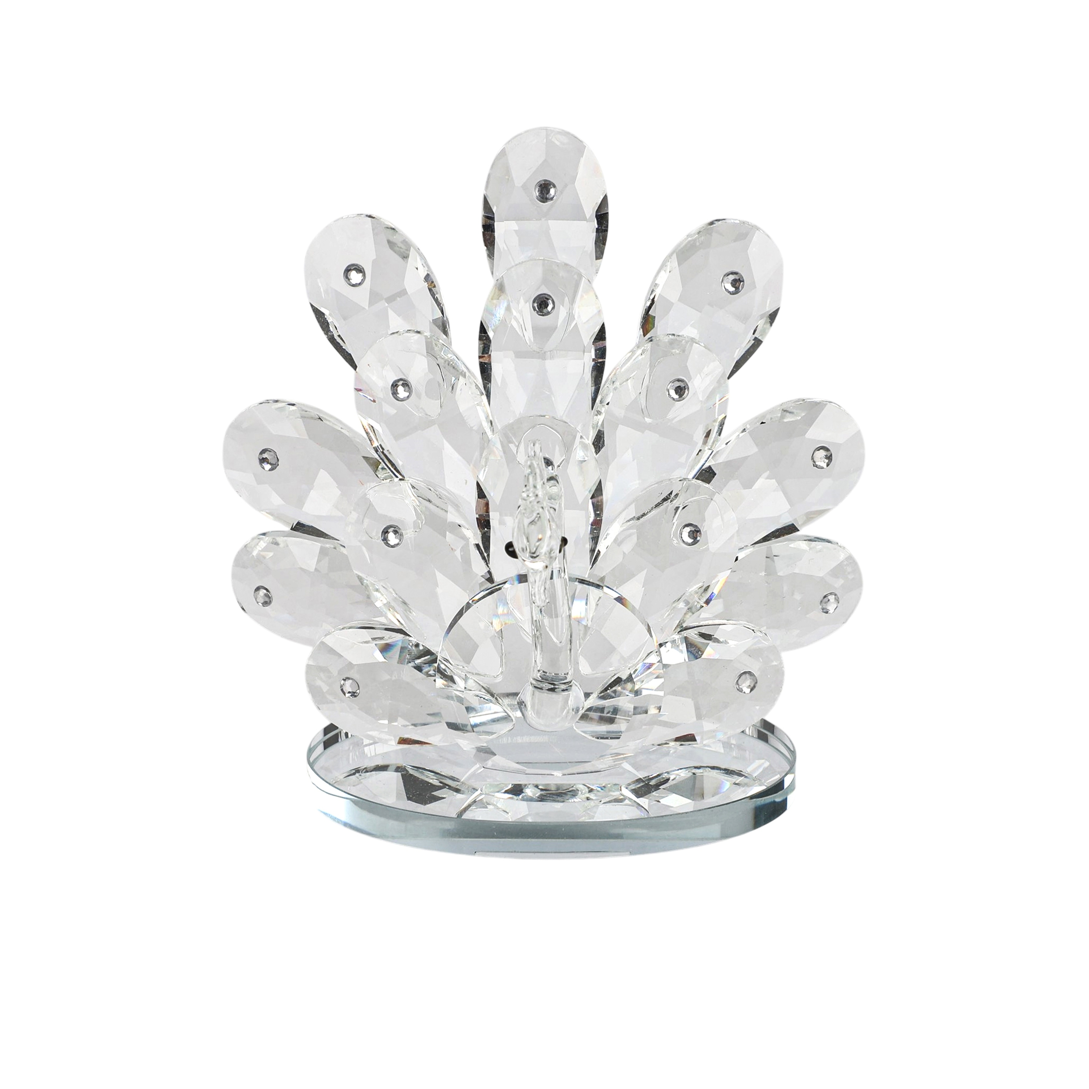 Saro Lifestyle Crystal Peacock Figurine - Decorative Glass Tabletop Accent Sculpture - 4"