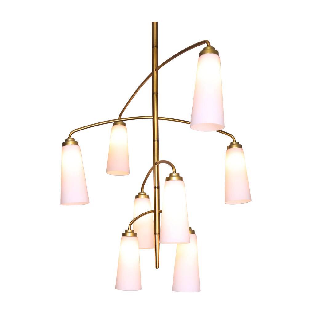 8 Lights Glass Chandelier - 40" x 40" x 32"